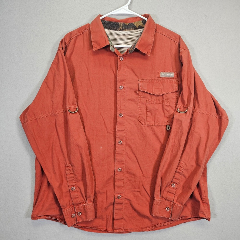 Columbia PHG Performance Hunting Gear‎ Shirt Mens M Burnt Orange Ventilated Mesh